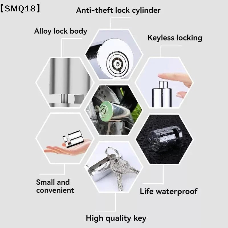 Universal Motorcycle Disc Brake Lock Anti-Theft Motorbike Security Wheel Bicycle Scooter Portable Lock Disk Lock – Alloy Steel – Waterproof – Multi-Layer Lock Core – No Alarm – 0.216kg