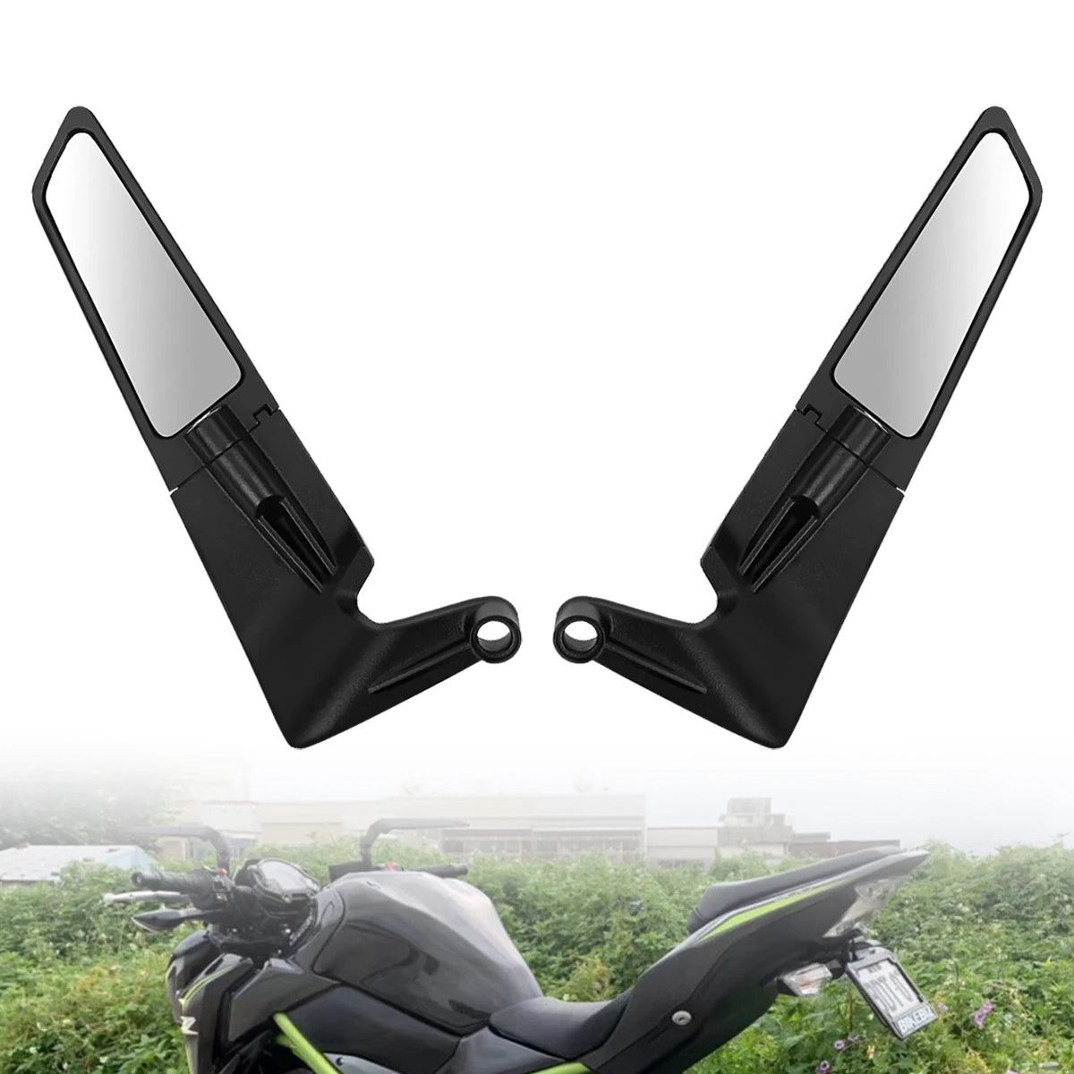 HVLMHA Yamaha MT-07 MT-09 MT-10 Stealth Winglet Rotatable Motorcycle Mirror CNC Aluminium Adjustable Rearview Motorcycle Mirror Kit 2021-2023