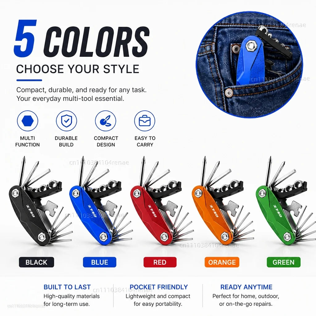 DragonflyMoto Kawasaki Z750 / Z750R / Z750S Multi-Tool Kit – CNC 6061 Anodized Aluminum – 6 Colors – Screwdriver + Wrench + Hex Key – $29