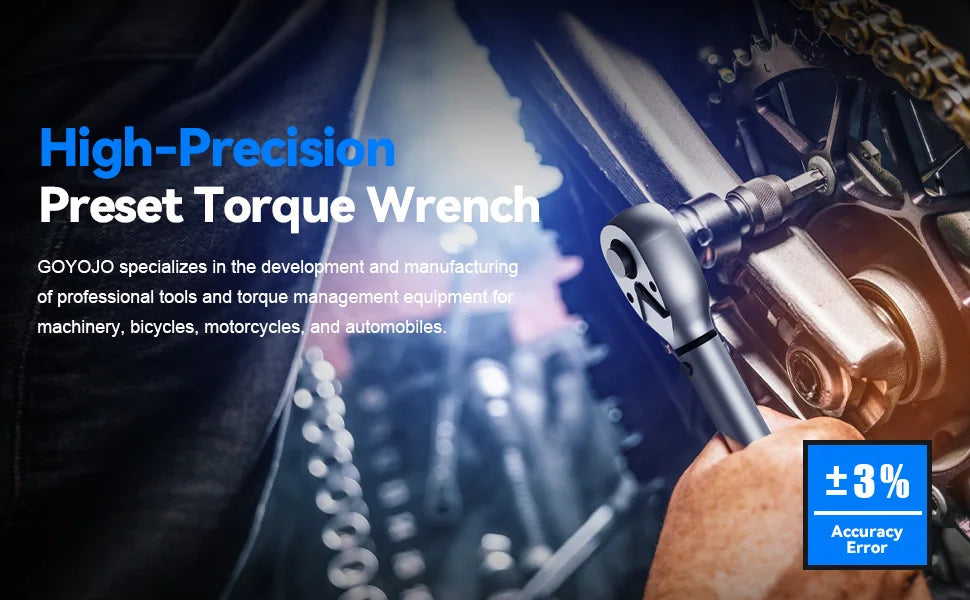 GOYOJO 3/8” Click Torque Wrench – 5–60 Nm / 3.69–44.27 ft-lb – Dual-Scale – 72-Tooth – US Stock – Storage Box – $39