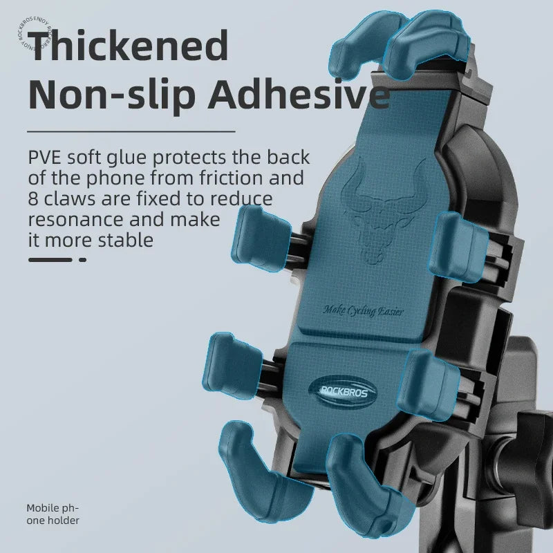 ROCKBROS Anti-Vibration Motorcycle Phone Mount – Adjustable Non-Slip Holder with Shock Absorber