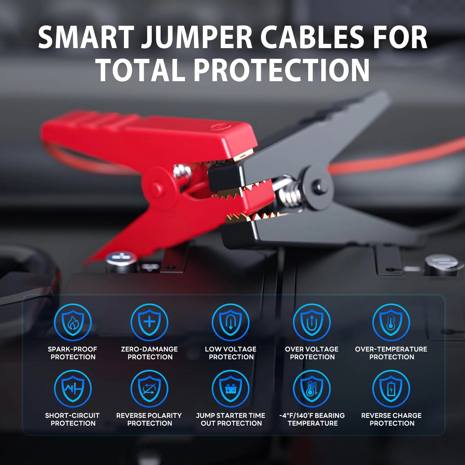 Motorcycle Jump Starter 7000A with Air Compressor 160PSI Tyre Inflator Portable Power Bank LED Flashlight Smart Cable 12V