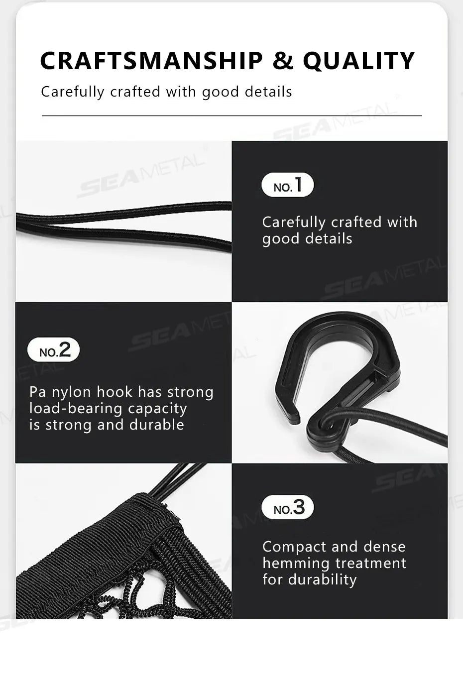 SEAMETAL Motorcycle Cargo Net High Elastic Double/Three Layer Motorcycle Net for Helmet Storage Cargo Luggage Net with Hooks