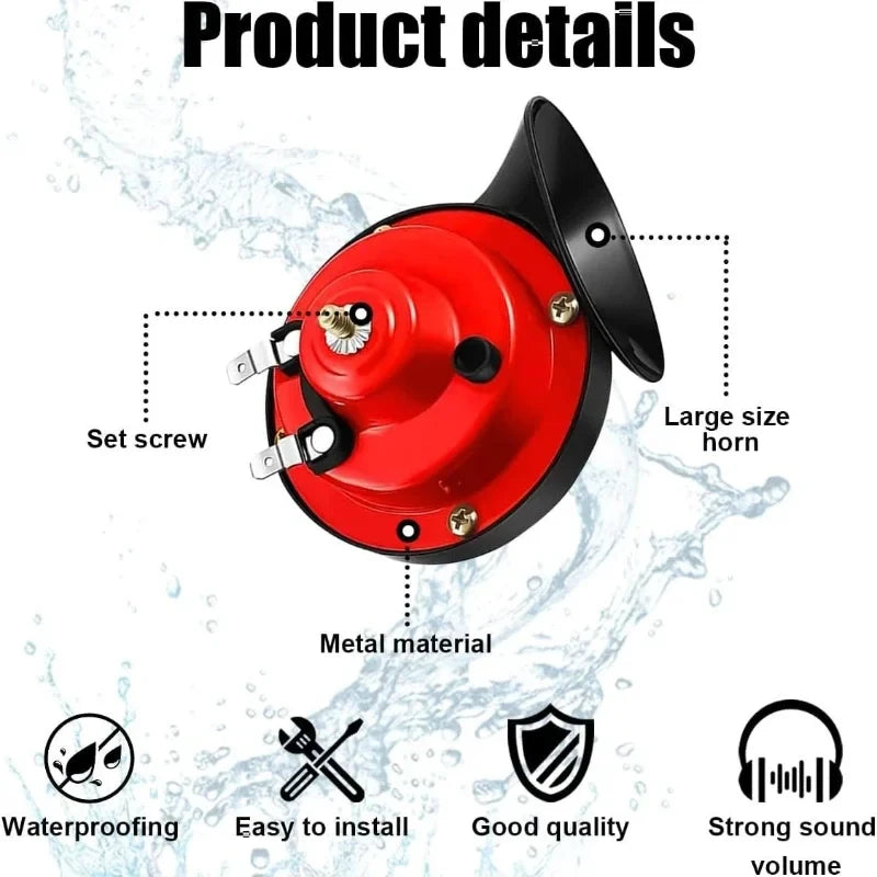 Motorcycle Horn – 12V/24V/48V Super Loud Waterproof Snail Horn