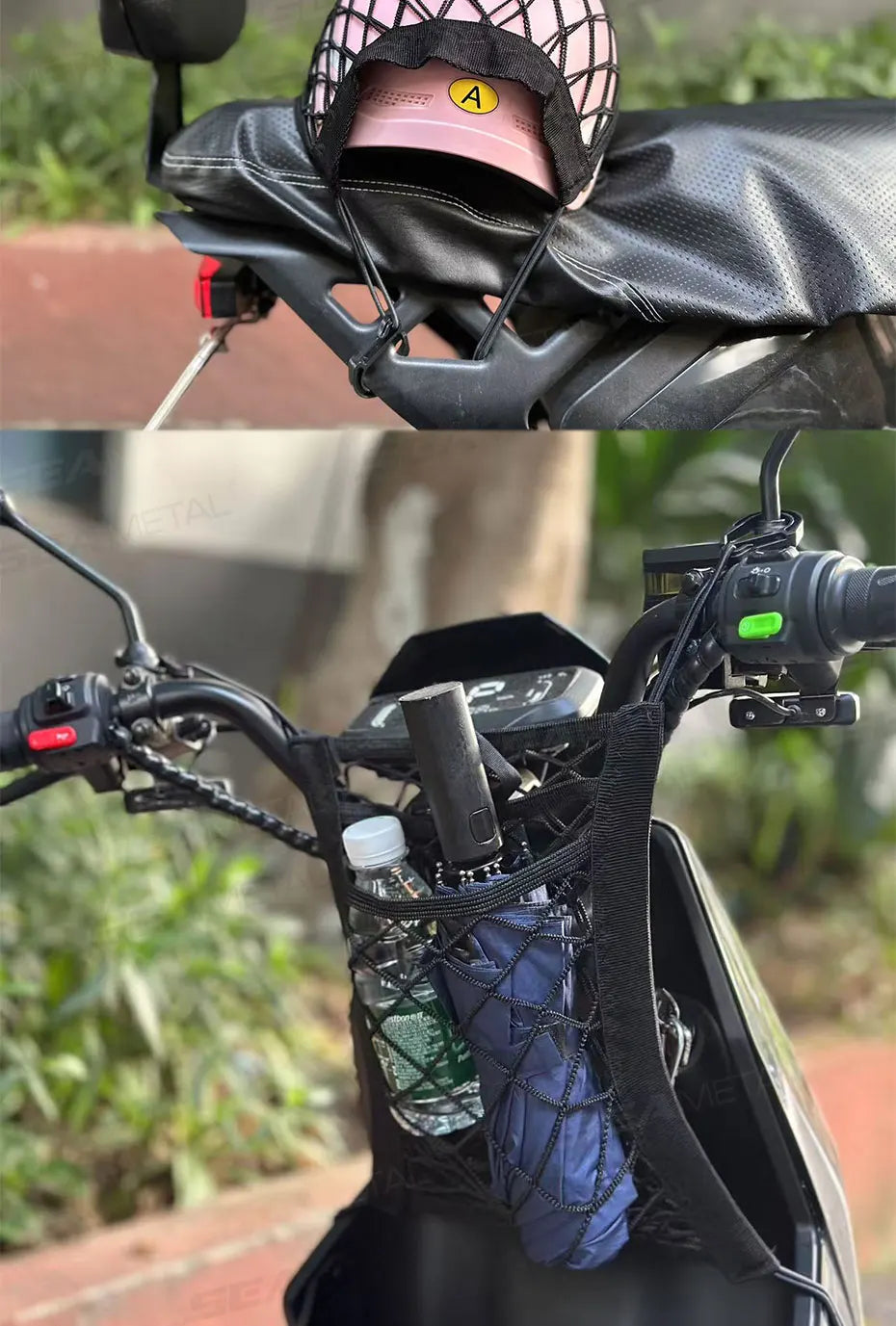 SEAMETAL Motorcycle Cargo Net High Elastic Double/Three Layer Motorcycle Net for Helmet Storage Cargo Luggage Net with Hooks