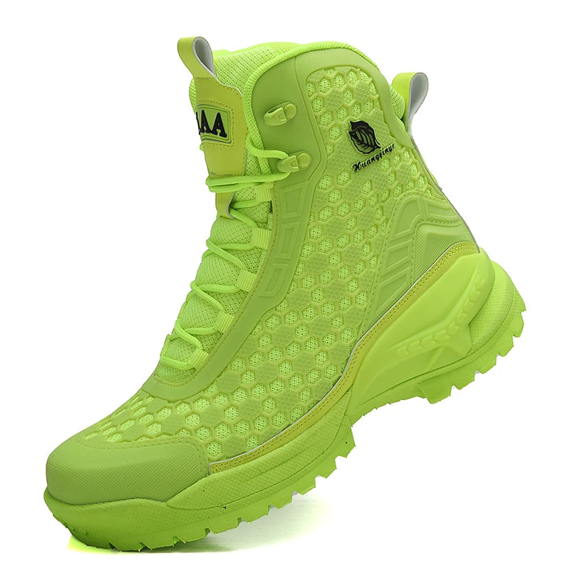 Riding Boots – Men’s High-Top Leather Motorcycle Boots, Breathable Non-Slip Outdoor Design