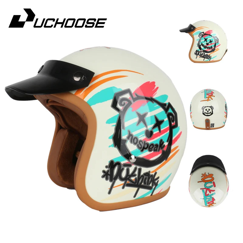 Open Face Helmets – DOT Certified Retro Motorcycle Helmet, Cafe Racer & Street Riding for Men