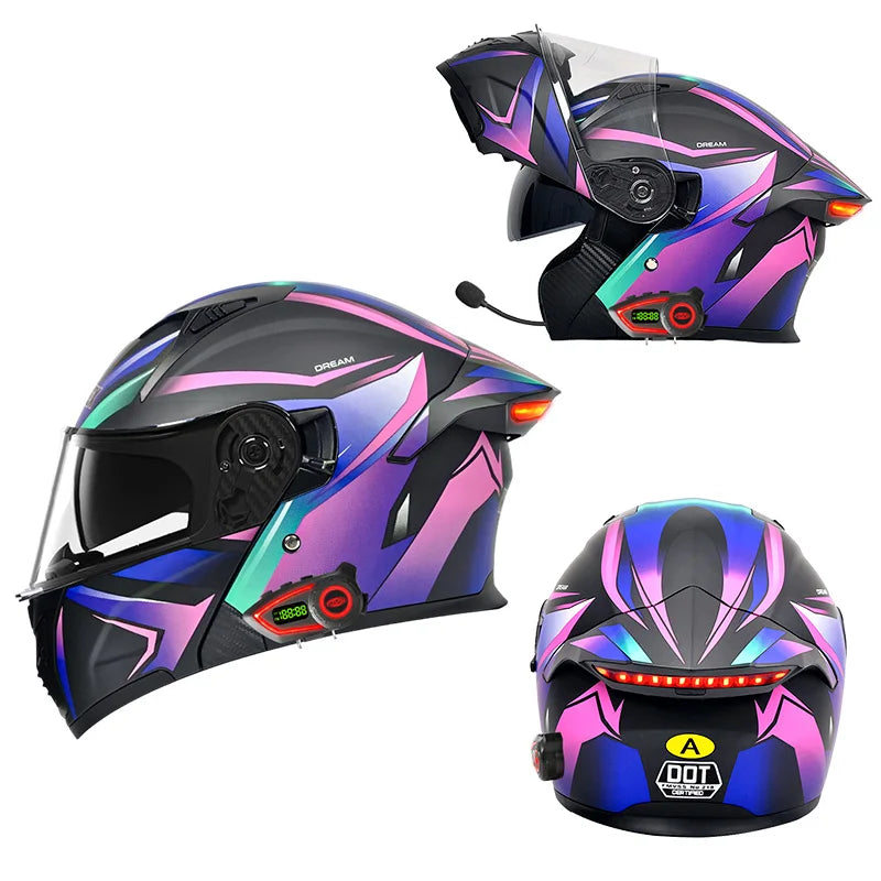 Modular Helmets – DOT Approved Bluetooth Motorcycle Helmet, Dual Visor & LED Tail Light