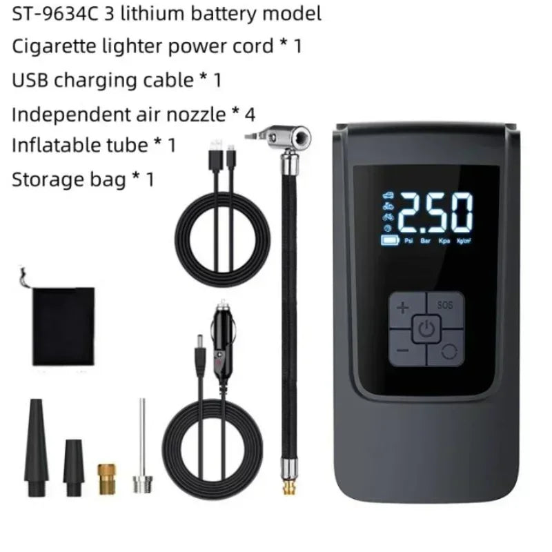 Portable Air Compressor – Electric Tire Inflator for Car, Motorcycle & Bicycle