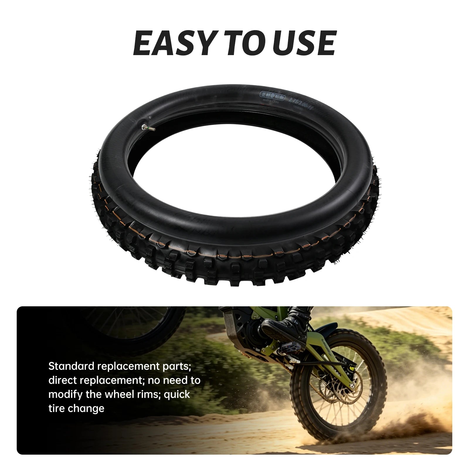 Dirt Bike Tires – 3.00-18 Rear Tire & Inner Tube for Surron Light Bee X
