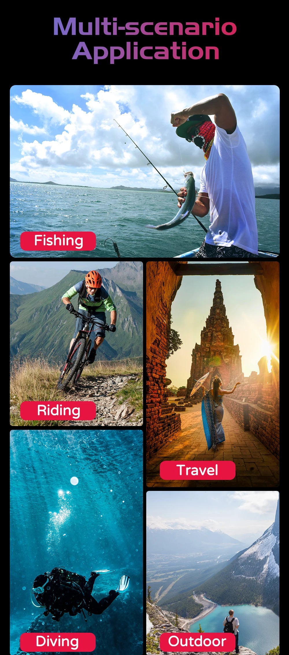 SJCAM SJ4000 Dual Screen 4K 30fps Action Camera 2.0" Rear + 1.3" Front Screen 170° Wide-Angle 30M Waterproof 2.4G WiFi Anti-Shake Car Mode Loop Recording Sports Camera for Motorcycle Bicycle Helmet Diving