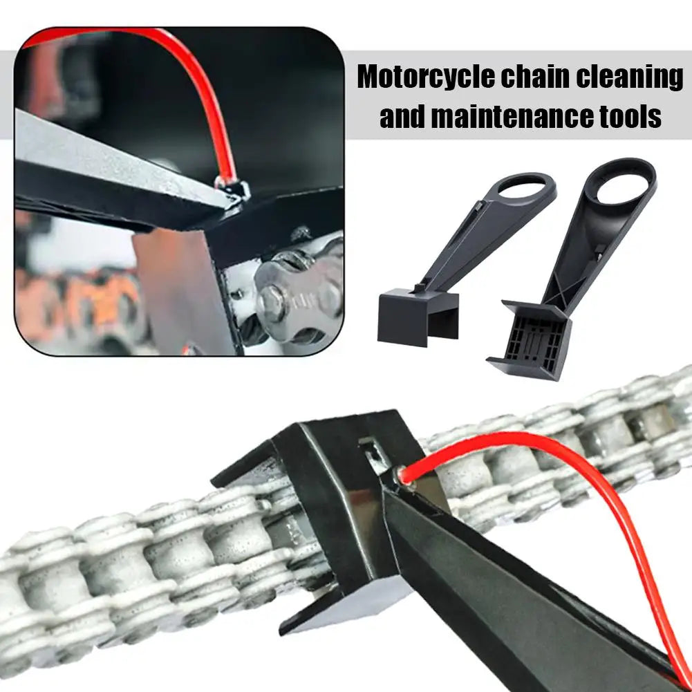 Motorcycle Chain Cleaner Tool Kit for Bike Maintenance Dirt Removal Lubrication with Wax Applicator, Brush Attachment