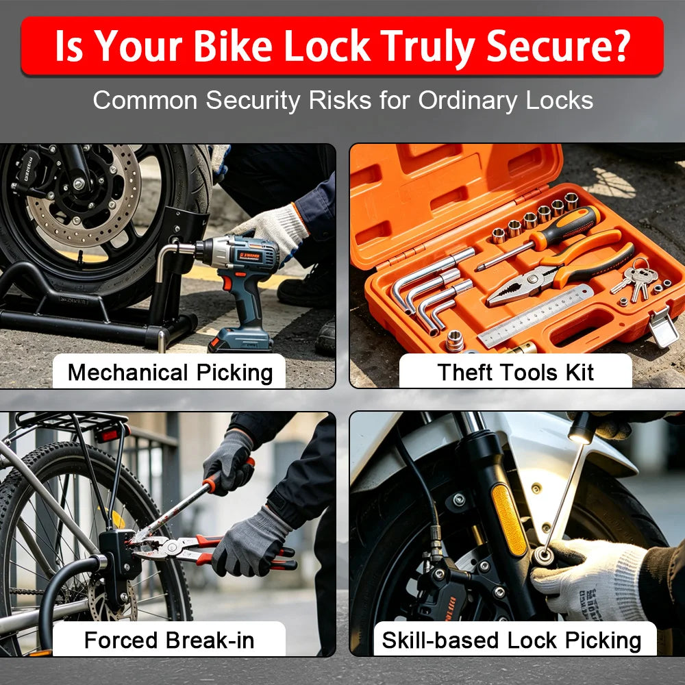 Motorcycle Bicycle Alarm Disc Lock Aluminum Alloy Anti-Theft Safety Padlock Vibration Reminder Security Protection Accessories – 110dB 7mm Hardened Steel 2 Keys Allen Wrench 7 Colors