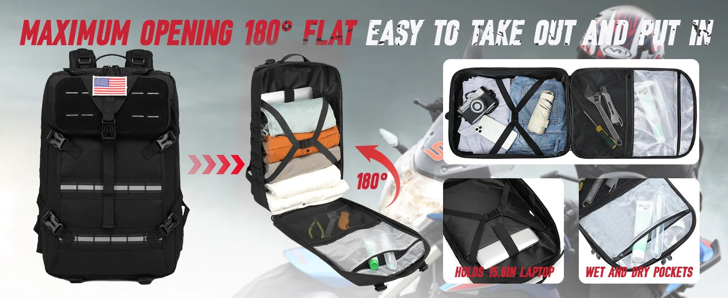 Motorcycle Backpack – 30L Multifunction Helmet & Riding Storage Bag