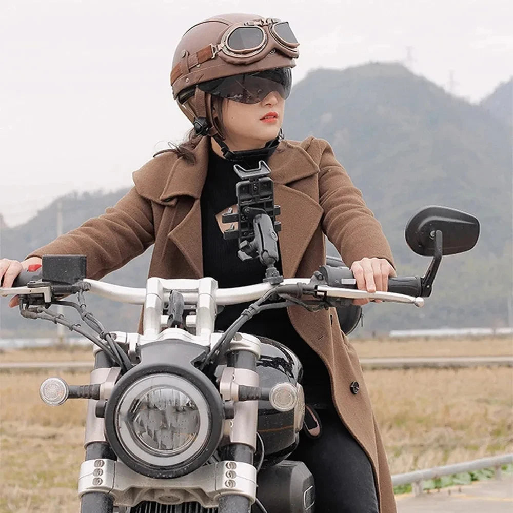 Half Helmets – Retro PU Leather Motorcycle Helmet, HD Visor, All-Season Scooter Helmet for Men & Women