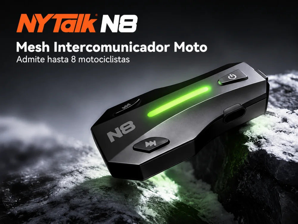 NYTALK N8 Motorcycle Bluetooth Intercom – 8-Rider Mesh Communication