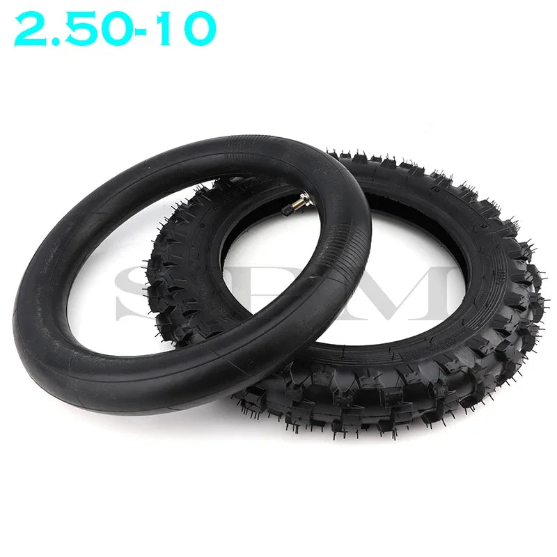 2.50-10 10" Motorcycle Tire with Inner Tube – Front/Rear for Motocross, Dirt & Pit Bikes