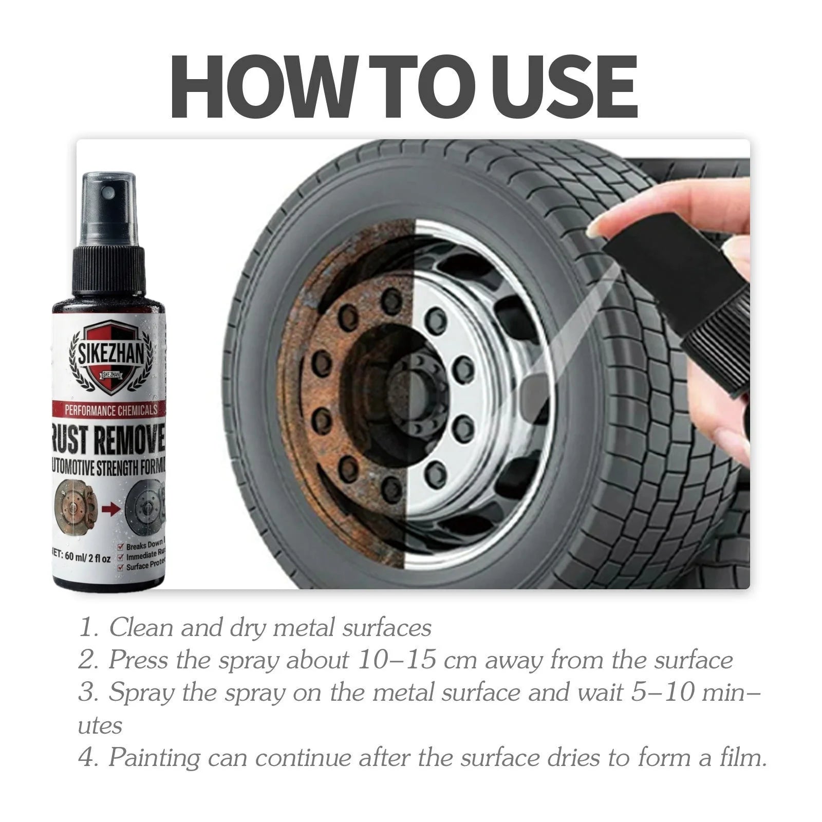 SIKEZHAN Car Rust Remover Spray Kit