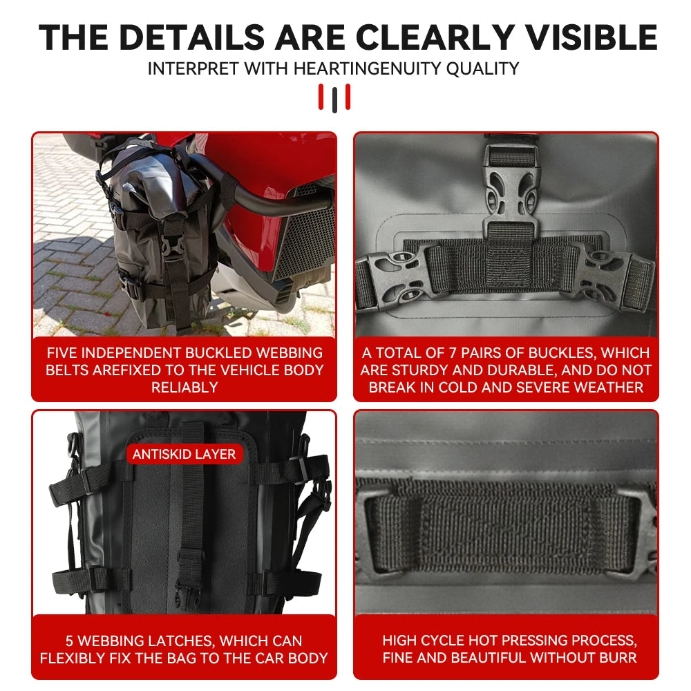 WUMFIRE Motorcycle Bumpers Bag Waterproof 5L-8L Motorcycle Side Frame Bag Motorcycle Crash Bar Bag Universal Saddlebag Tools Storage Bag for BMW R1250GS Honda Suzuki Yamaha – Black (1PC / 2PCS)