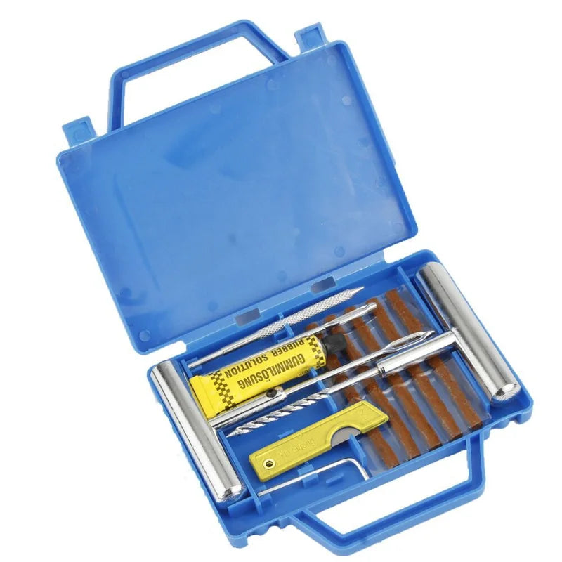 11pcs Tire Puncture Emergency Repair Kit with Storage Box – Metal – Car Motorcycle Bicycle ATV Truck – $22