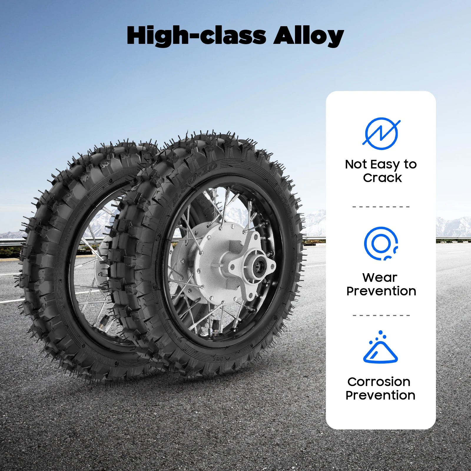 Dirt Bike Tires – 2.50-10 Front & Rear Wheel Rim Tire Assembly