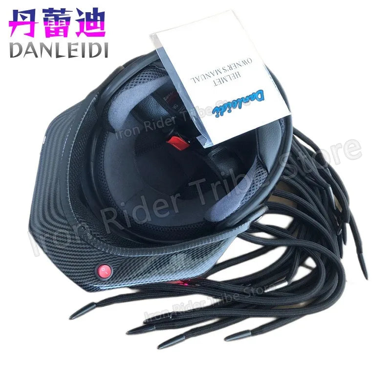 Carbon Fiber Helmets – Predator Full Face Motorcycle Helmet, DOT & ECE Certified, Retro Racing Design