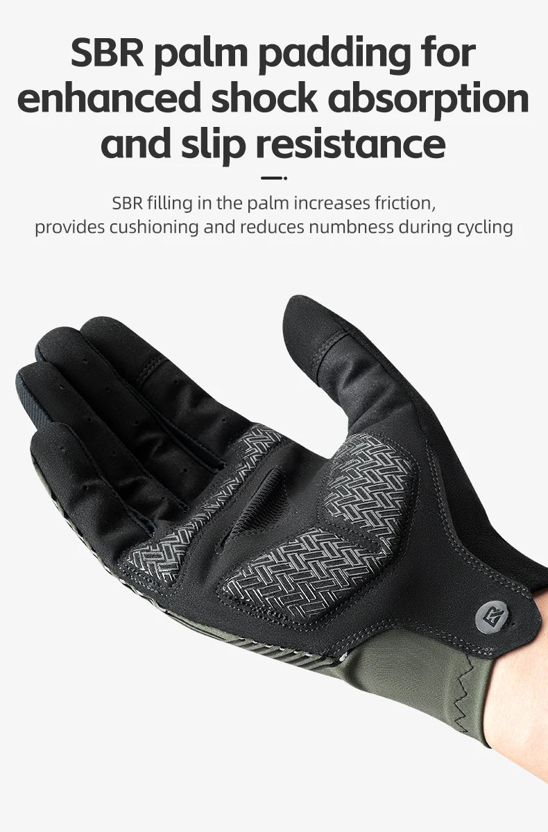 ROCKBROS Sports Cycling Gloves Breathable MTB Road Bike Non-slip Gloves Touch Screen Men Women Full Finger Motorcycle Gloves