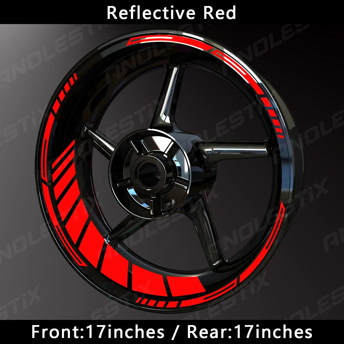 AnoleStix Reflective Motorcycle Wheel Rim Stripe Decal Sticker 17 Inch – Hollow Design – 4-Side Full Set – Yamaha / Honda / Kawasaki / Suzuki / BMW / KTM / Husqvarna / Triumph – 14 Colors – $20