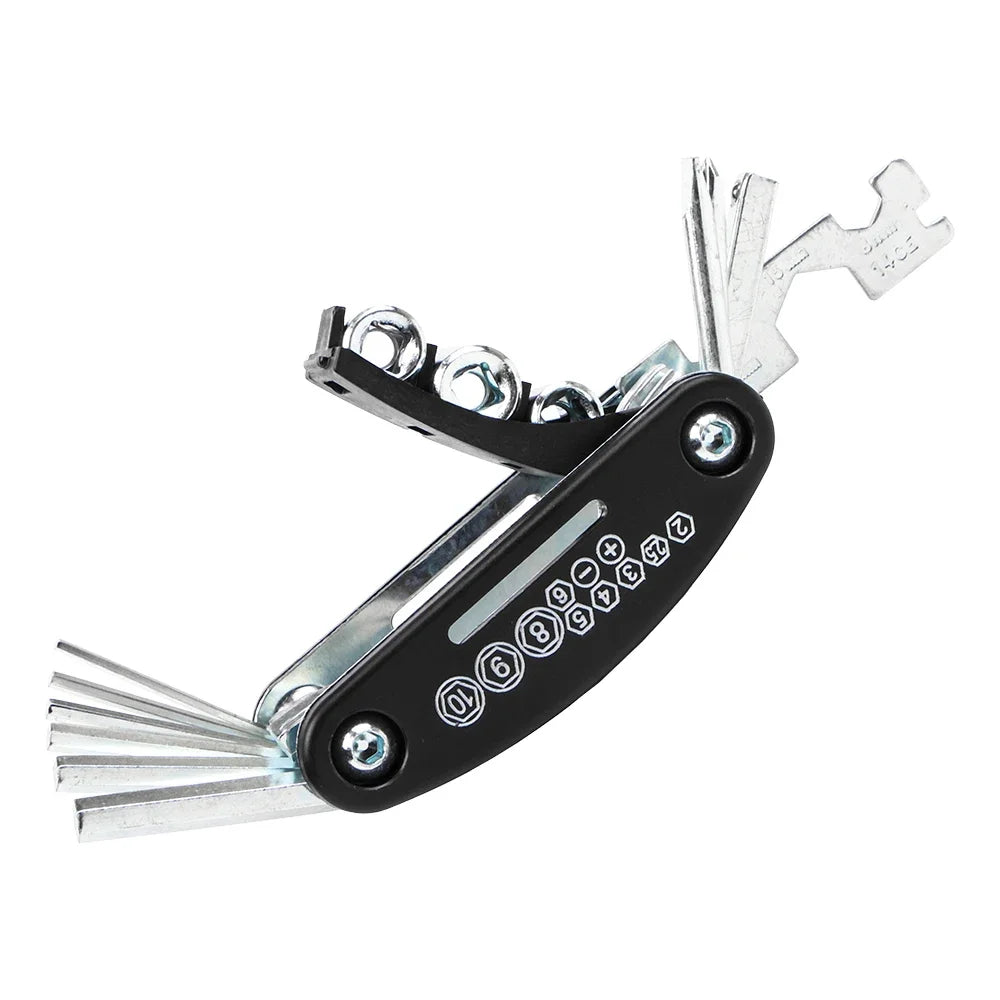 RVICHMOTO 16-in-1 Motorcycle Multi-Tool Kit – Allen + Socket + Flat Wrench + Screwdriver + Spoke Tool + Extension Rod – $20