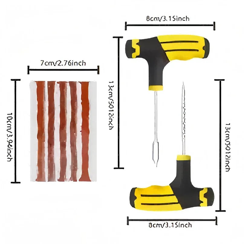 Tubeless Tire Repair Tool Kit with Rubber Strips – Set 1 / 2 / 3 / 4 – Motorcycle Car Truck – $20
