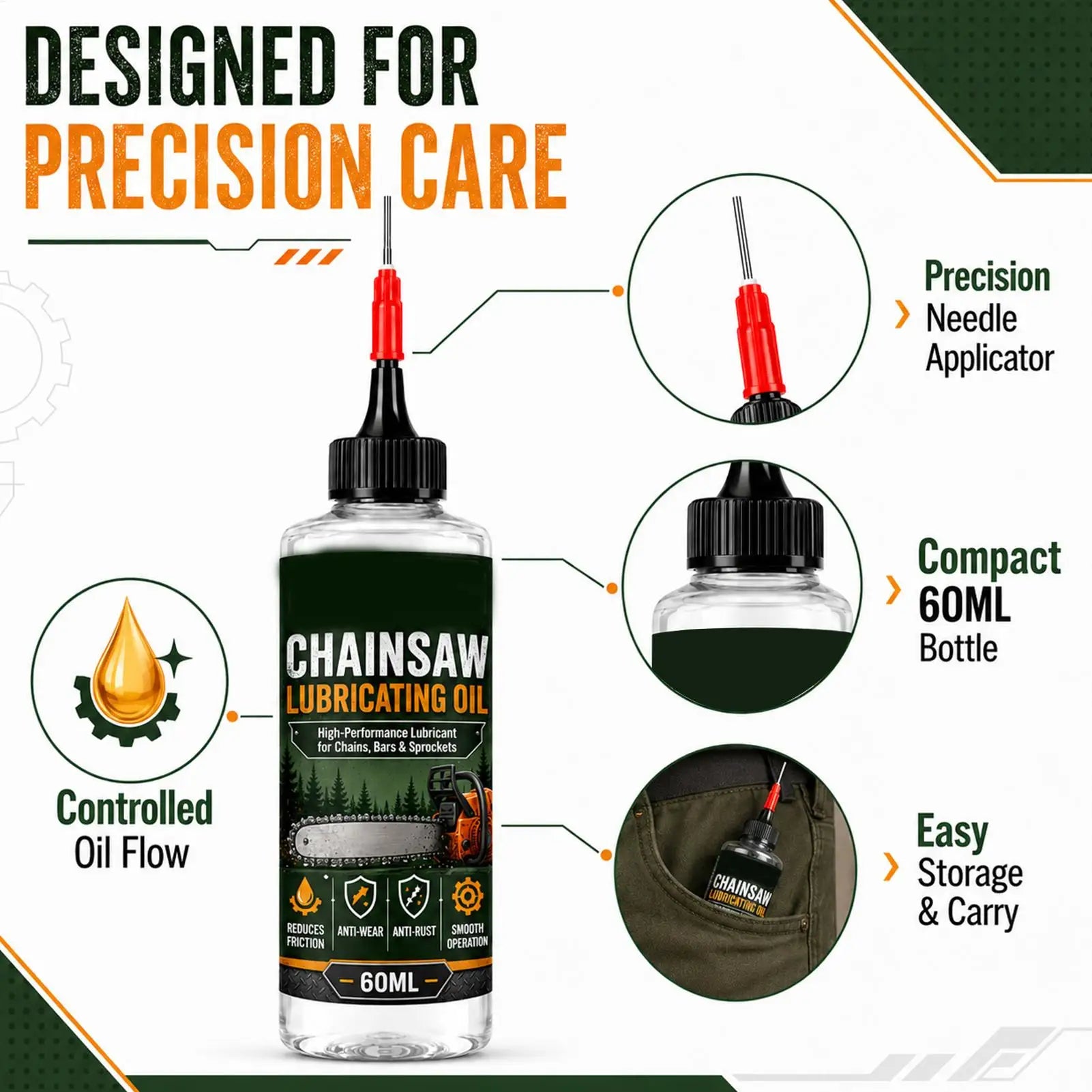Chain Saw Oil Lubricant 60ml – Long-Lasting Anti-Rust Grease Chain Lube for Bicycle Trimmer Motorcycle Garage Lawn – $17