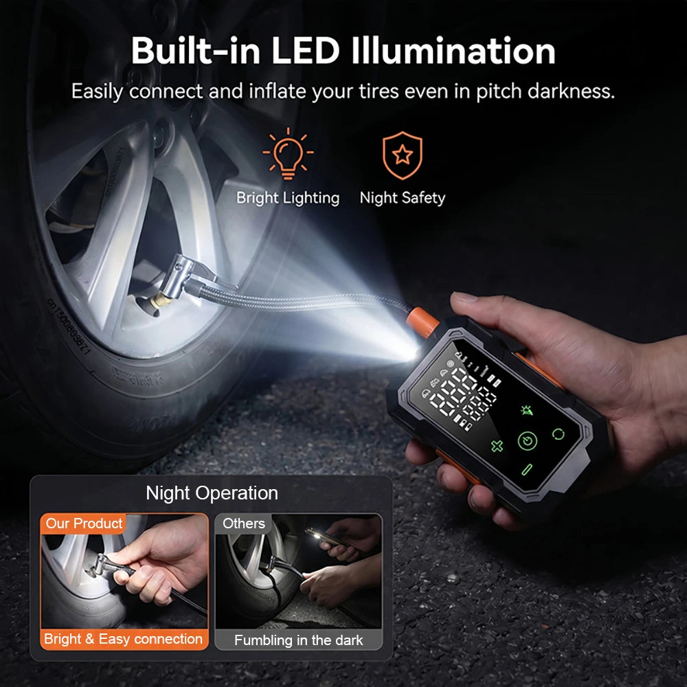 Portable Air Compressor – Cordless Tire Inflator with Digital Display