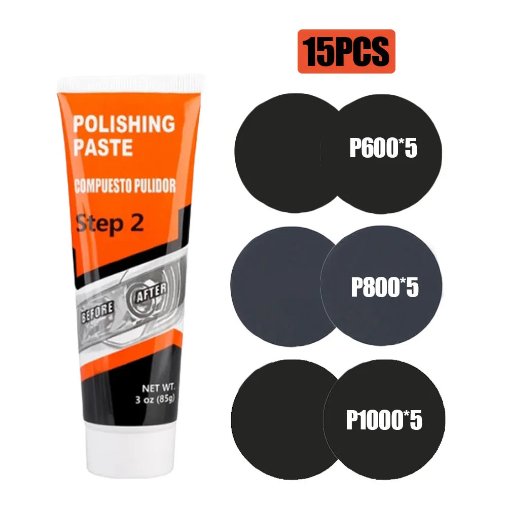 Professional Car & Motorcycle Headlight Restoration Kit – Wet Sand + Polish + UV Protect – Removes Yellowing Scratches – Car / Motorcycle / ATV – 24 Set Options – $40
