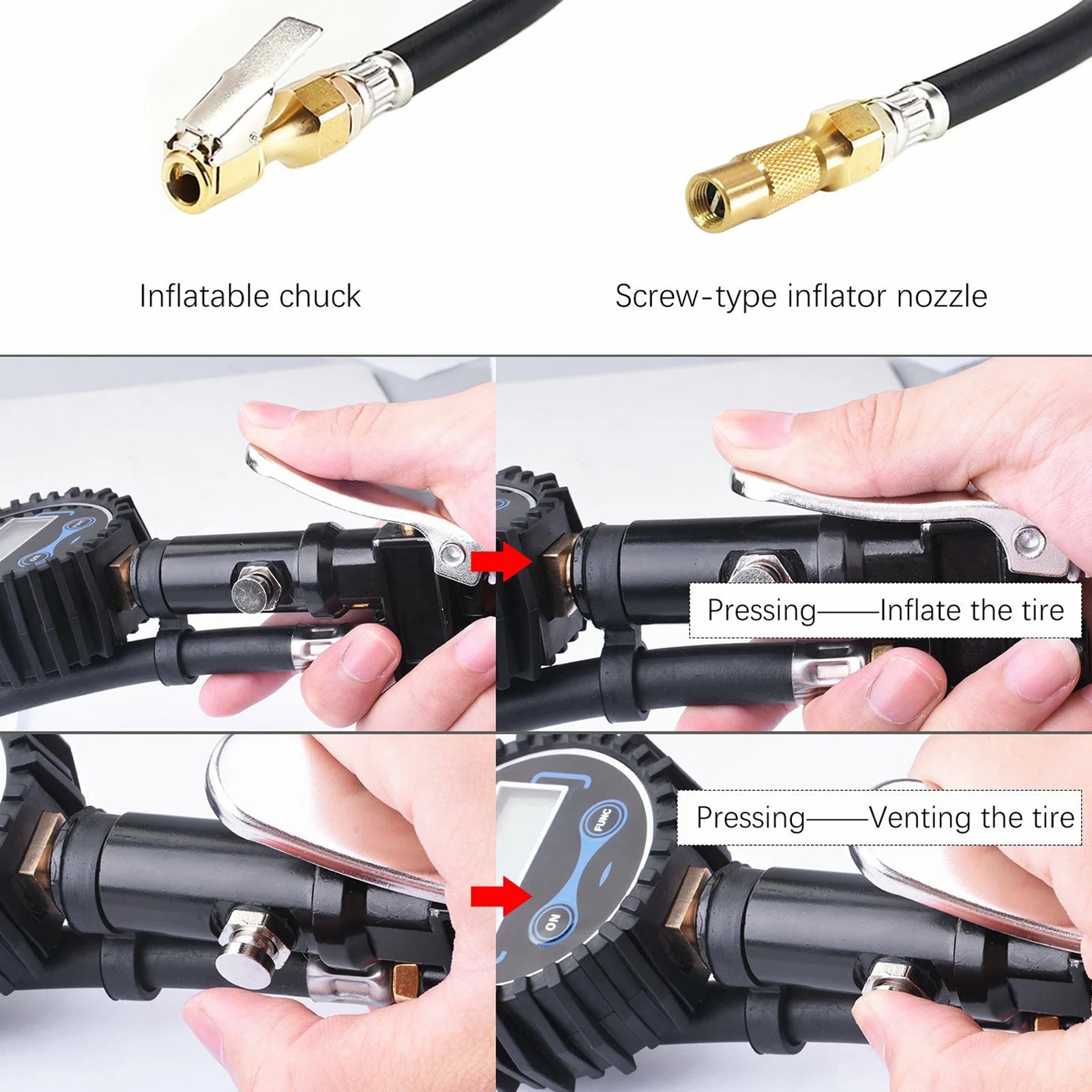 Digital Tire Pressure Gauge – Automatic Shut-Off, 4 Pressure Units & Easy-Read Display
