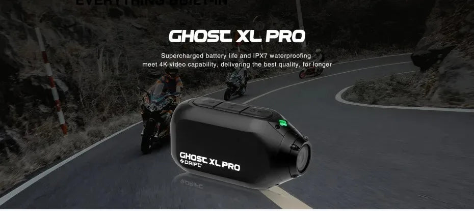 Drift XL PRO 4K WiFi IPX7 Waterproof Motorcycle Camera Helmet Cam 140° Wide Angle Live Stream Vlog Action Motorcycle Dash Cam DVR for Motorcycle Bicycle Bike Outdoor
