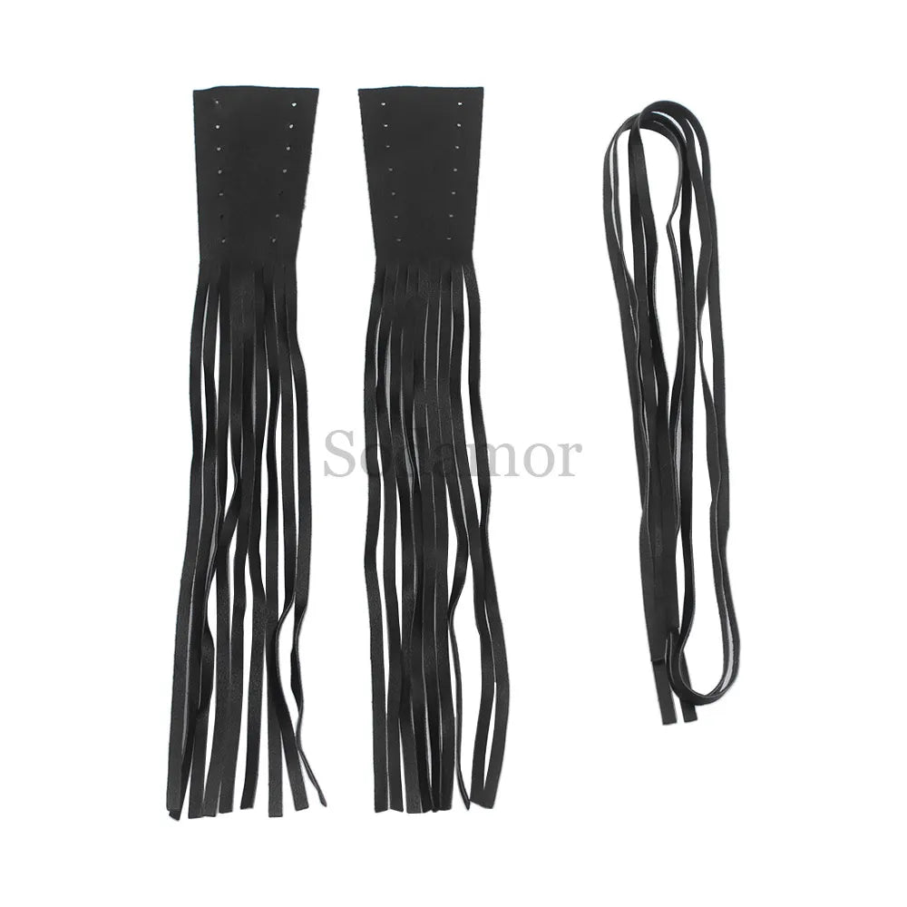 Universal Harley / Honda / Yamaha / Suzuki PU Leather Brake & Clutch Lever Cover – Fringe Tassels – Black – 1 Pair – $15