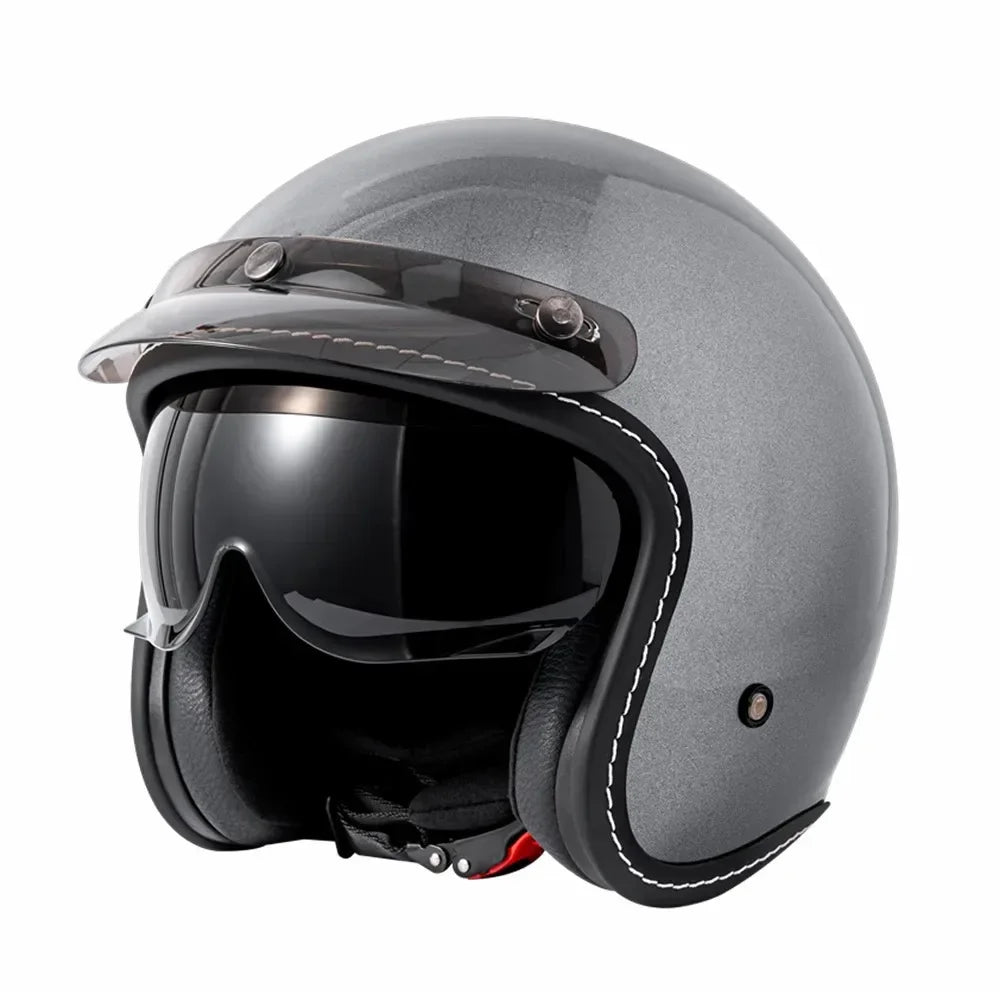 Open Face Helmets – Vintage 3/4 Motorcycle Helmet, Retro Half Face Design with Removable Lining