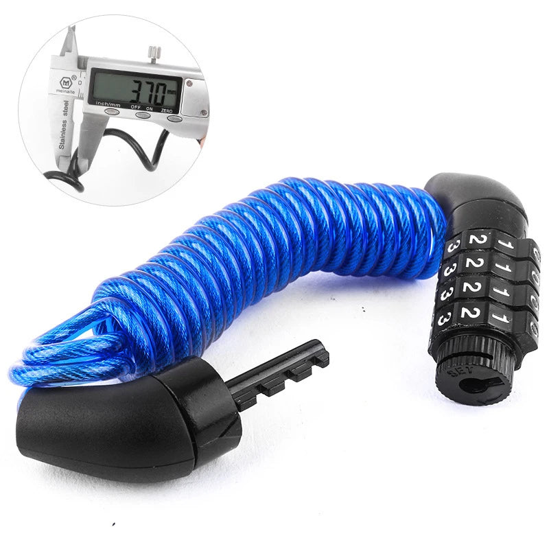 Helmet Lock Anti-theft 4 Digit Password MTB Road Bike Locks For Scooter Motorcycle Portable Cycling Bicycle Cable Lock