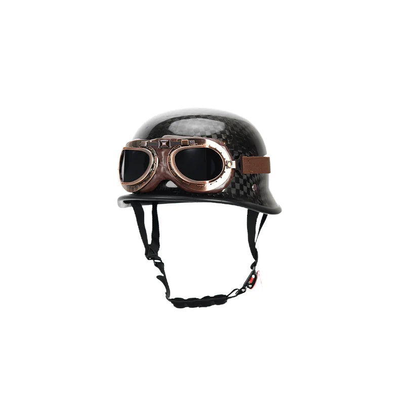 Carbon Fiber Helmets – Forged Carbon Fiber Retro Half Face Motorcycle Helmet, German-Style Lightweight Design
