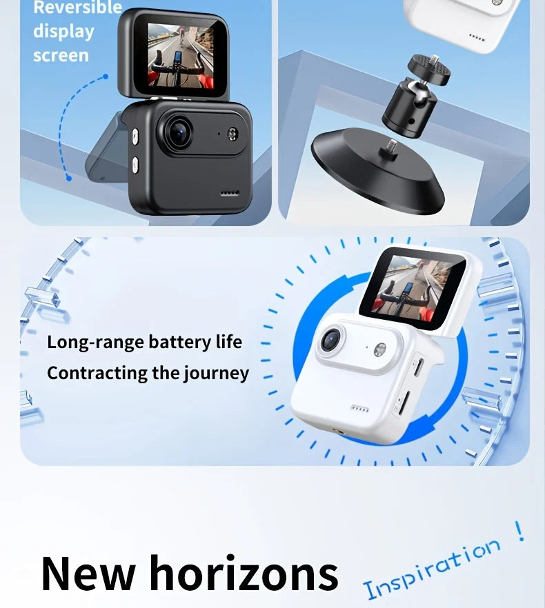 4K HD Flip Screen Thumb Action Camera 20MP Sony Sensor Anti-Shake Wide-Angle Vlog Cycling Camcorder 32GB USB Charging Lightweight Portable POV Camera for Outdoor Travel Cycling