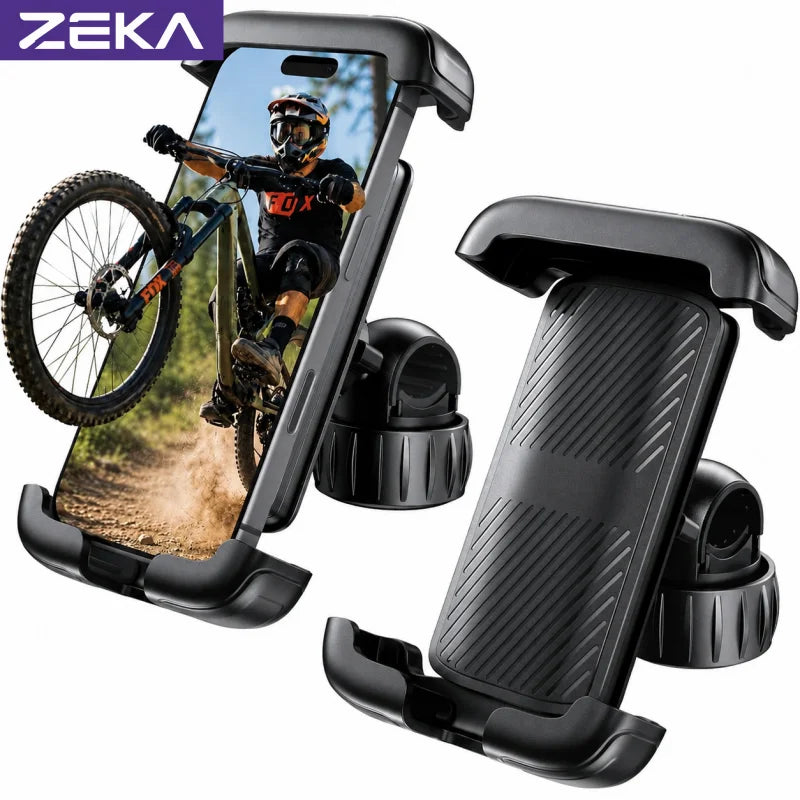 ZEKA Universal Motorcycle Phone Mount – One-Hand Shockproof Handlebar GPS Holder for Bikes, Scooters & E-Bikes