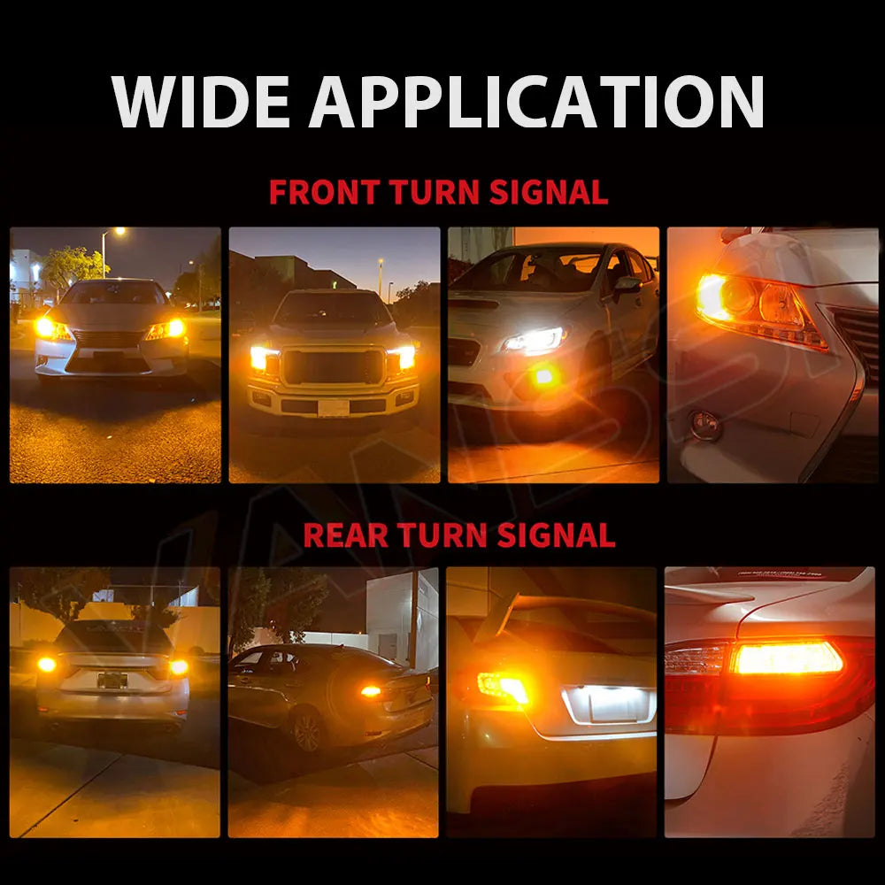 LED Turn Signal Bulbs – 1156 BA15S T20 7440 CANBUS Amber Yellow