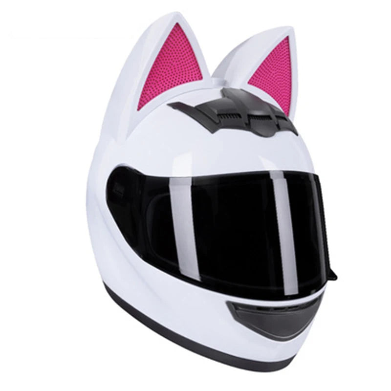 Cute Cat Full Face Ear Helmet for Street and Motocross Riding