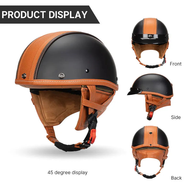 Half Helmets – KEAZ Vintage Retro German-Style Motorcycle Helmet, DOT Certified Unisex Design