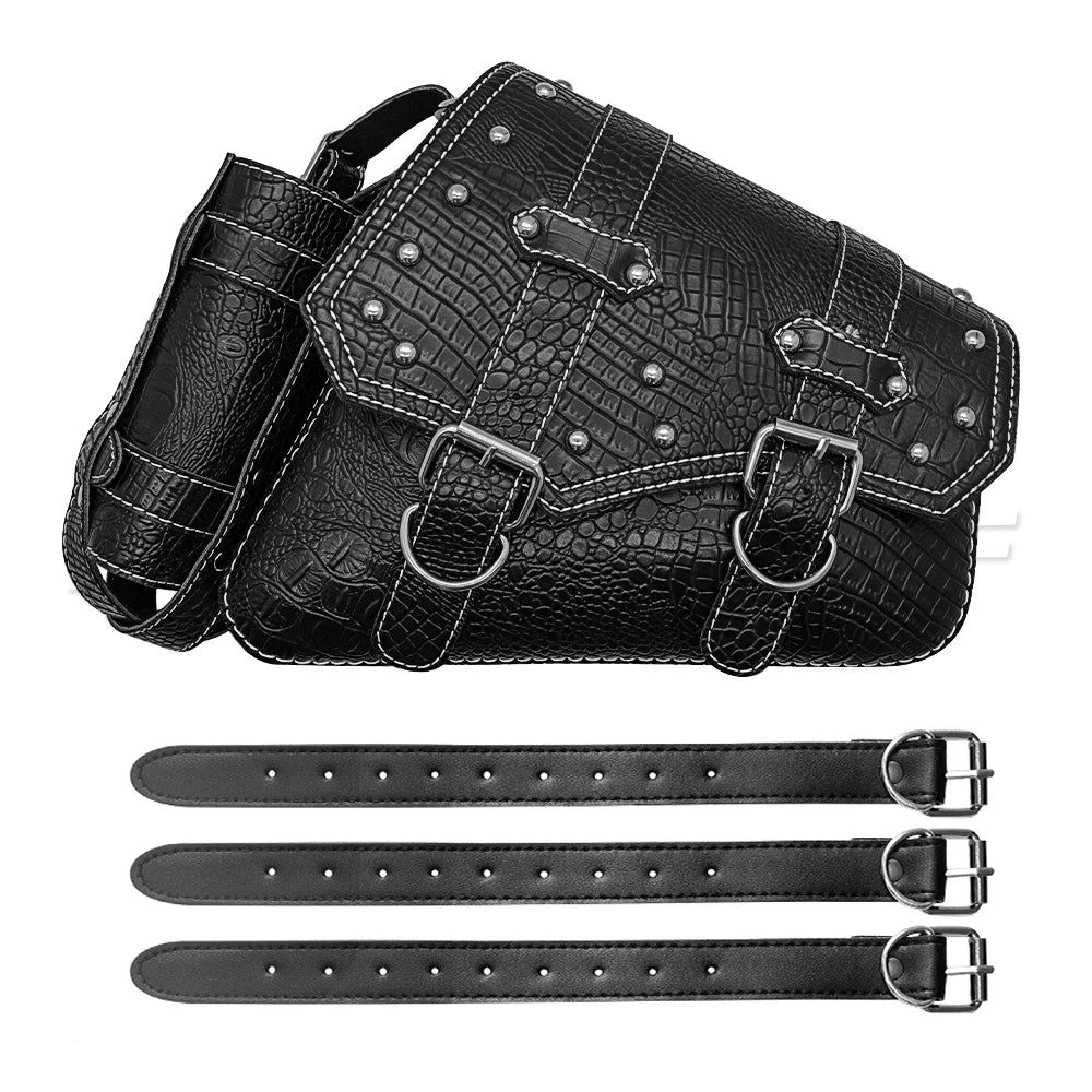 mofastwolf Sportster Iron 883 XL883 1200 Saddlebag Waterproof Storage Bag Motorcycle Swingarm Bag Side Tool Bag PU Leather Hard-Shell Detachable Water Bottle Bag – A-Side / B-Side (1PC)