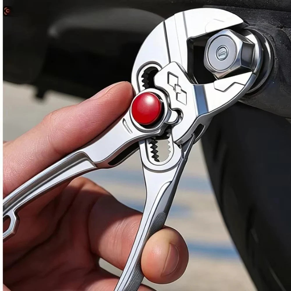 4-Inch Adjustable Water Pump Pliers – Brake Caliper Tools – Mini Multifunctional Plumbing Pipe Wrench 18-Position Push-Lock Teflon Coated Alloy Steel – Black / Silver – $28