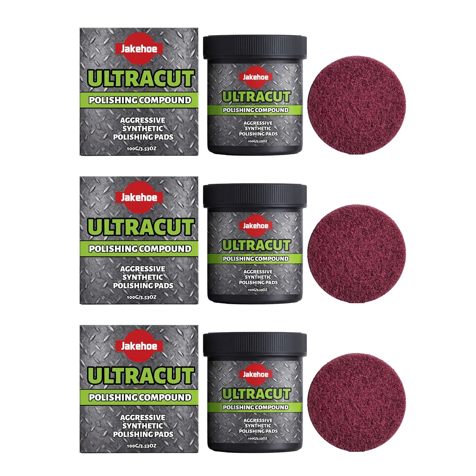 JAKEHOE Polishing Compound Kit – 100g Paste + Pad Per Set – Removes Scratches Oxidation Stains – Auto Paint Multi-Surface – 1 / 2 / 3 / 4 Sets – $25–35