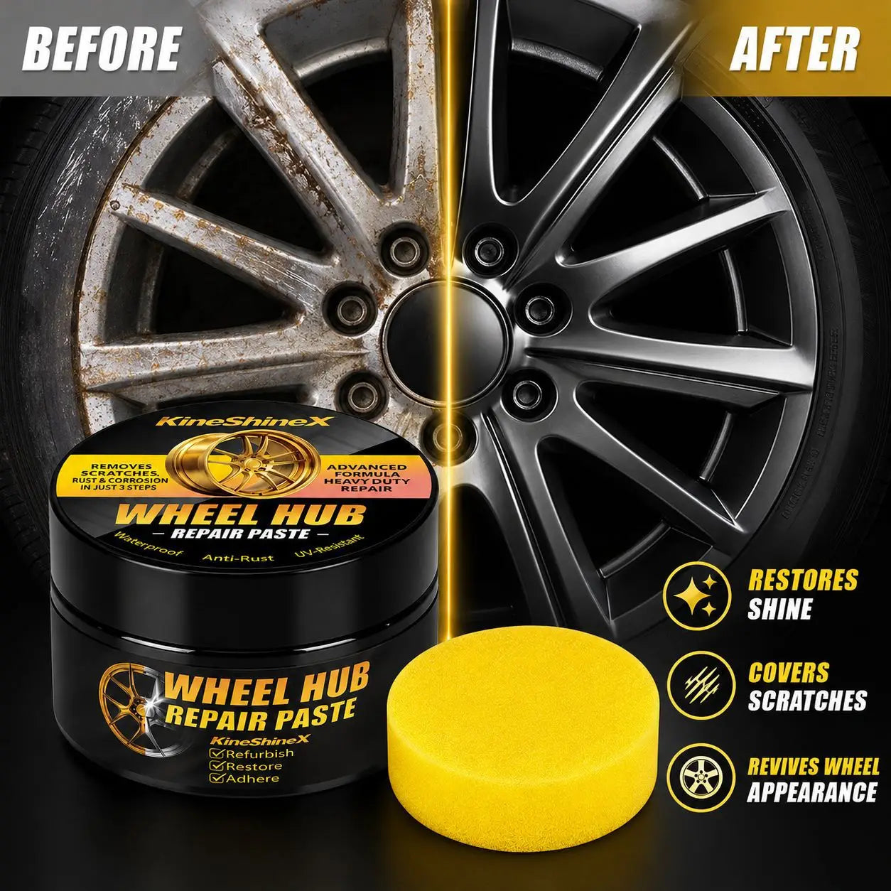 KINESHINEX Alloy Wheel Scratch Remover & Polish Paste – Rim Restoration & Shine – Metal Surface Polish – 30g – 1 / 3 / 5 / 10 Pcs – $28–112