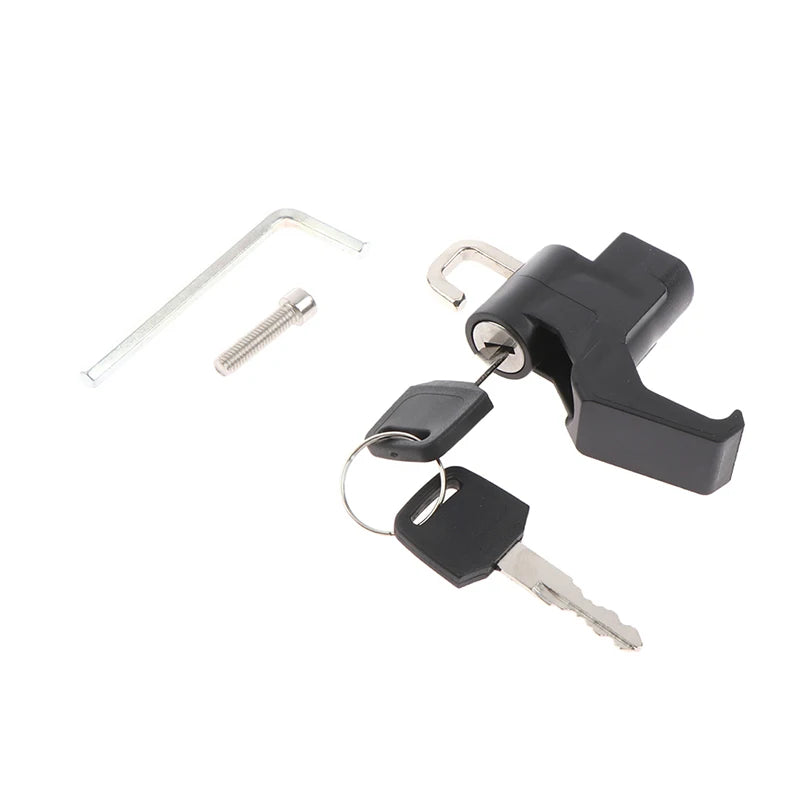 Universal 1pc Motorcycle Helmet Lock Handlebar 22-26mm Anti-Theft Security Motorbike for Motorcycle with 7/8" Round Tubing – Key Lock 2 Keys Wrench Black