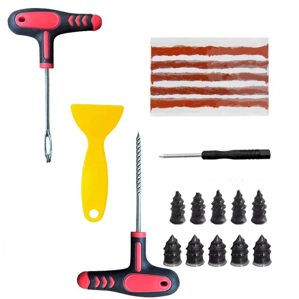 Motorcycle Tire Repair Kit – 19 / 24 / 39pcs Puncture Plug Tool Set – Car Motorcycle – $14